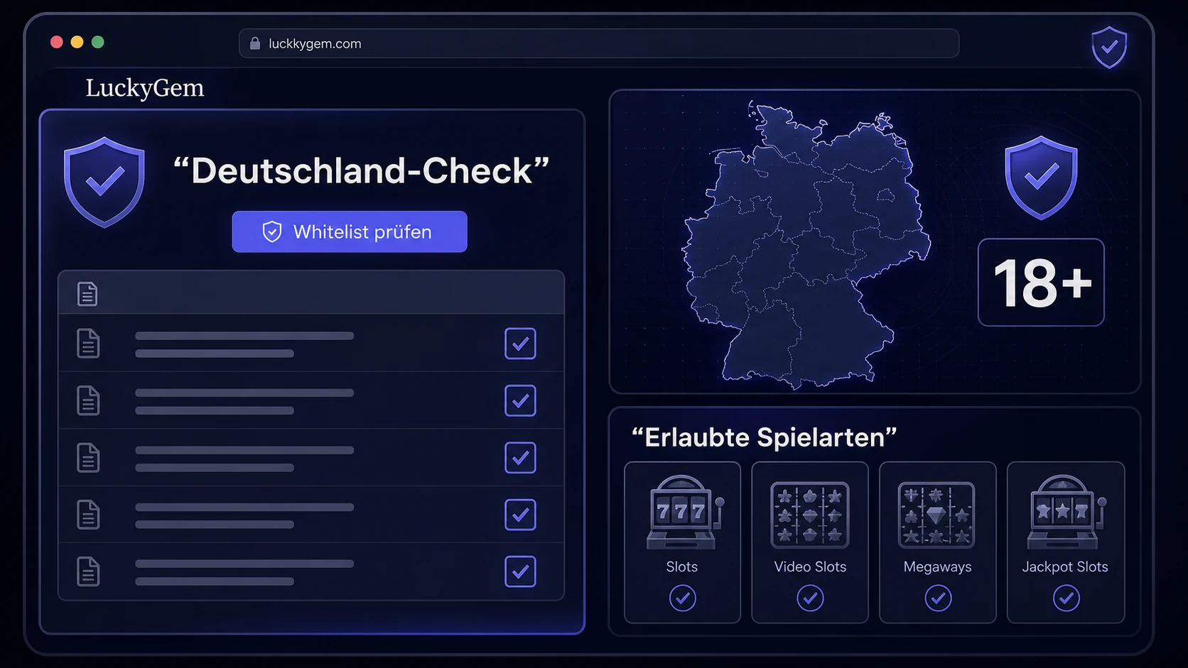 Deutschland-Check: GGL Whitelist und erlaubte Spielarten
