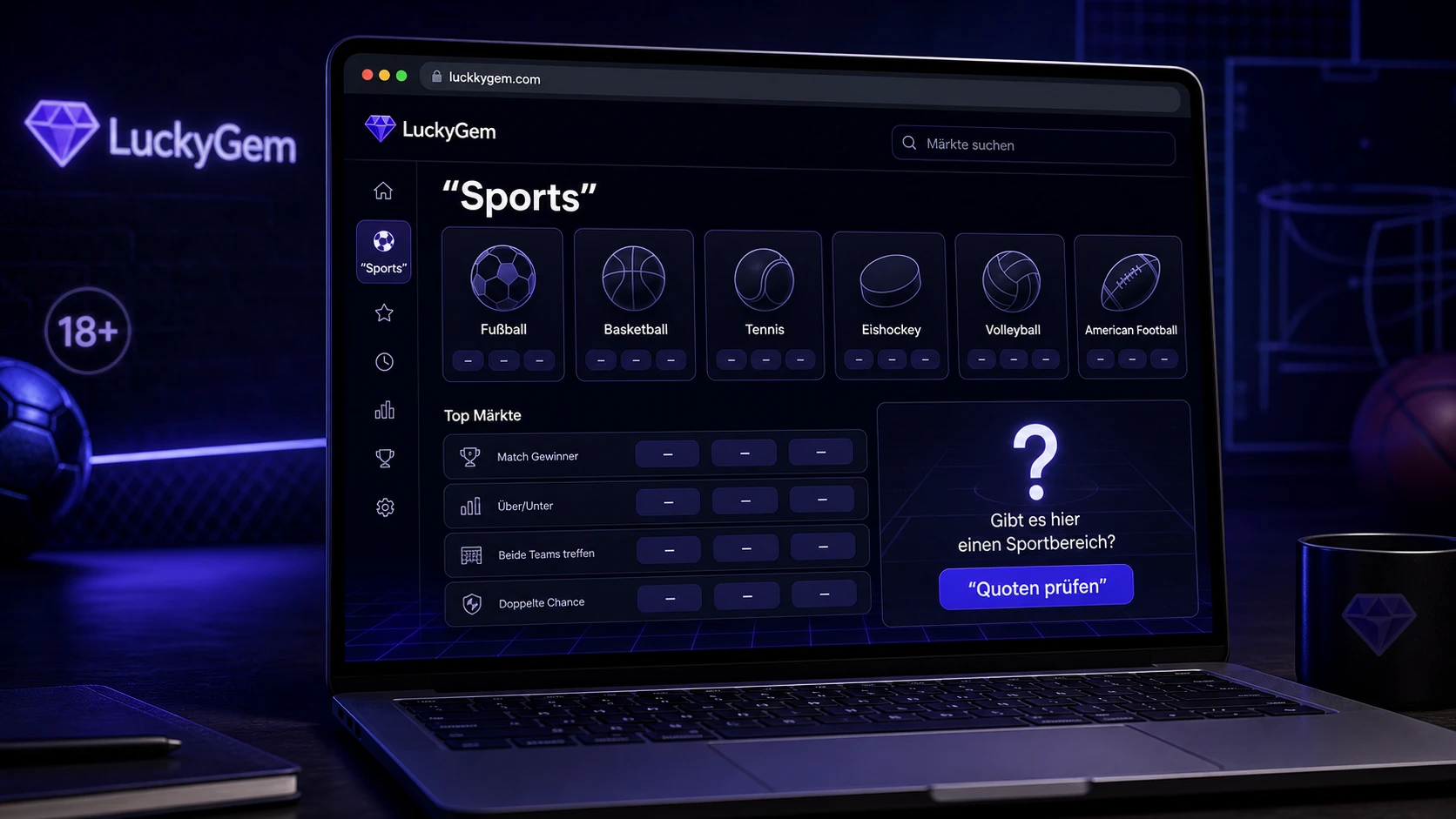 LuckyGem Sports: Sportsbook, Märkte oder allgemeine Suche?